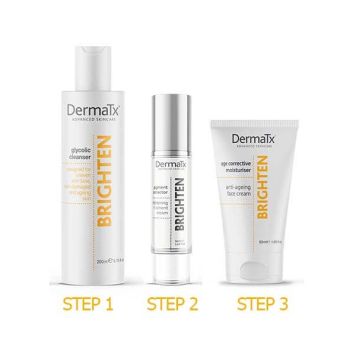 DermaTx Brighten Glycolic Cleanser + Pigment Corrector + Age Corrective Moisturiser